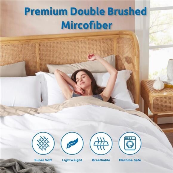 White Duvet Cover Queen Size - Soft Double Brushed Queen Duvet Cover Set - Picture 6 of 6